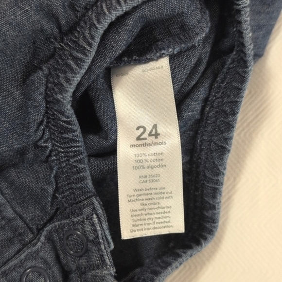 carter's chambray style cotton button down diaper shirt 24 months baby boy - Picture 5 of 6